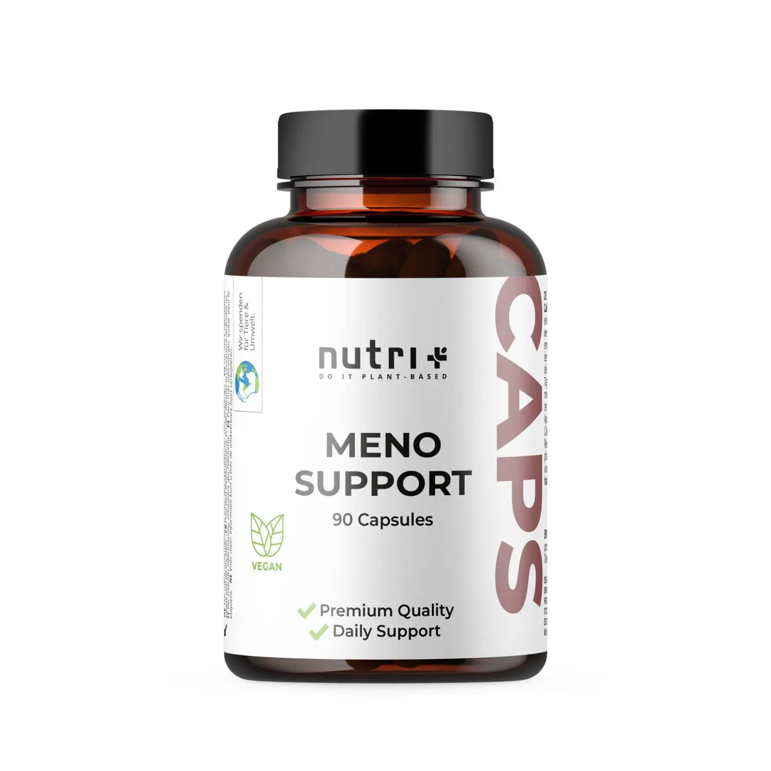 Meno Support Kapseln - Vitamine & Mineralstoffe in braunem Fläschchen mit 90 Kapseln für tägliche Unterstützung.