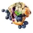 Leckeres Blaubeermuffin mit frischen Blaubeeren und Minze, auf weißem Hintergrund.